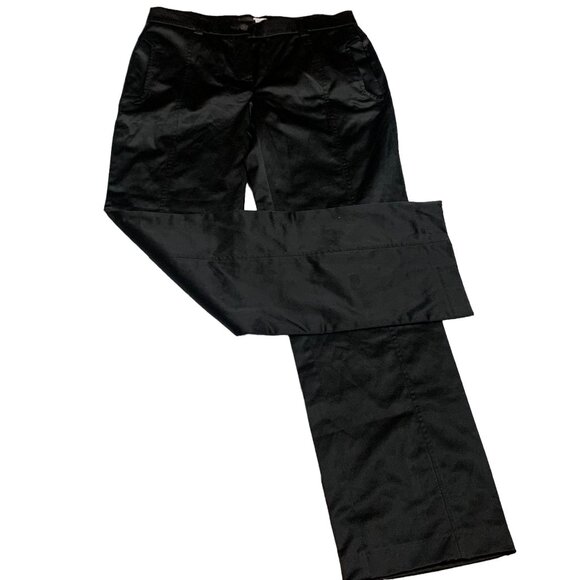 TONI‎ DRESS Germany Black Satin Flat Front Dress Pants - Picture 1 of 9